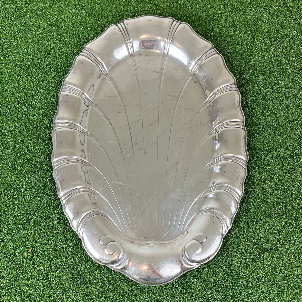 1847 Rogers Bros Neptune Silverplate Shell Serving Platter Tray 16" Vintage